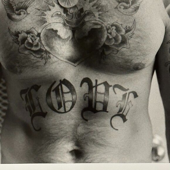 Love Photograph Print Janine Gordon Signed 20x24" B/W Torso Man Men Tattoo - Picture 1 of 7